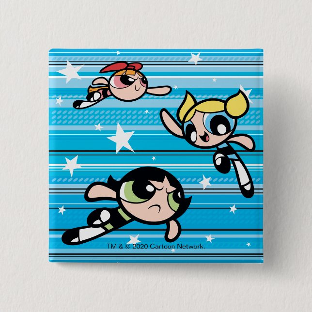 Chapa Cuadrada Patrón estrella de Chicas Powerpuff (Anverso)