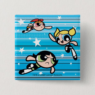 Chapa Cuadrada Patrón estrella de Chicas Powerpuff