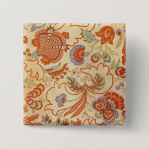 Chapa Cuadrada Patrón floral antiguo de paisley de chintz