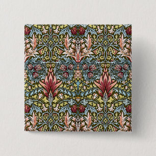 Chapa Cuadrada Patrón floral de cabeza de serpiente de William Mo