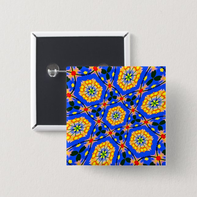 Chapa Cuadrada Patrón floral estético (Anverso y reverso)