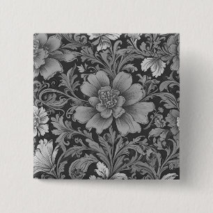Chapa Cuadrada Patrón floral monocromo vintage