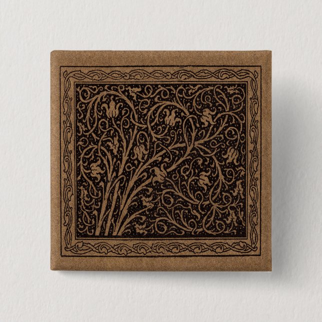 Chapa Cuadrada Patrón floral Vinos marrones y negros (Anverso)