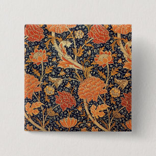 Chapa Cuadrada Patrón floral vintage de William Morris Cray