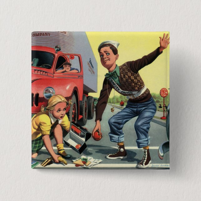 Chapa Cuadrada Patrulla de seguridad de vintage Guardia de cruce  (Anverso)