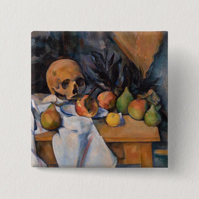 Chapa Cuadrada Paul Cezanne - Bodegón con calavera (Anverso)