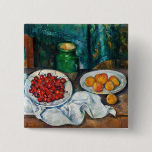 Chapa Cuadrada Paul Cezanne - Bodegón con cerezas y melocotones