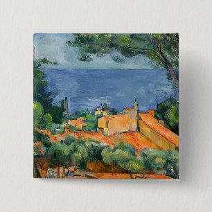 Chapa Cuadrada Paul Cezanne - Estaque con techos rojos
