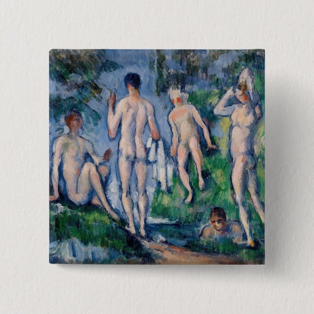 Chapa Cuadrada Paul Cezanne - Grupo de los Baños (Anverso)