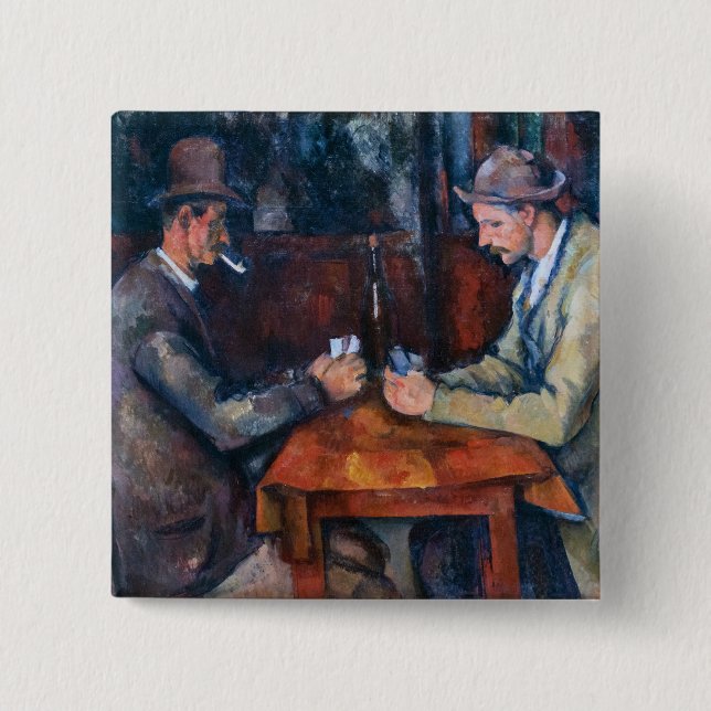 Chapa Cuadrada Paul Cezanne - Los jugadores de cartas (Anverso)