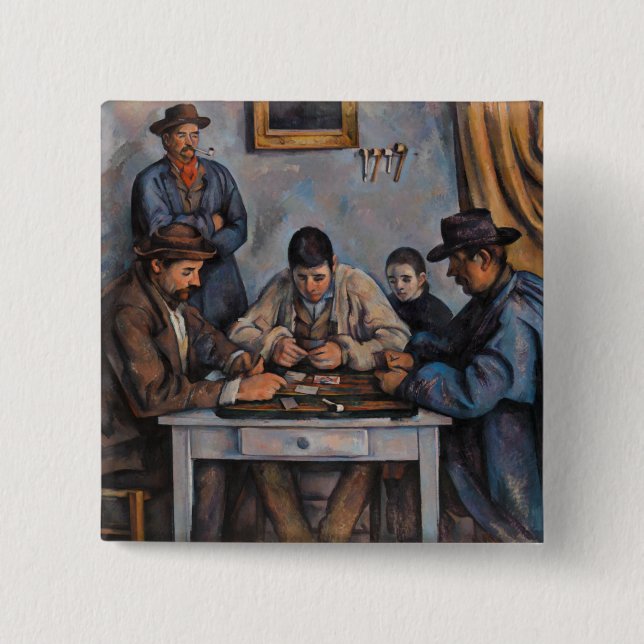 Chapa Cuadrada Paul Cezanne - Los jugadores de cartas (Anverso)