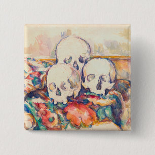 Chapa Cuadrada Paul Cezanne - Los tres cráneos acuarela