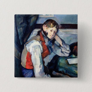 Chapa Cuadrada Paul Cezanne - Niño con Chaleco Rojo