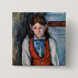 Chapa Cuadrada Paul Cezanne - Niño con Chaleco Rojo
