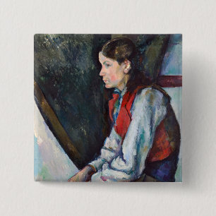 Chapa Cuadrada Paul Cezanne - Niño con Chaleco Rojo