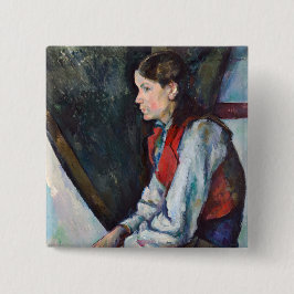 Chapa Cuadrada Paul Cezanne - Niño en el chaleco rojo