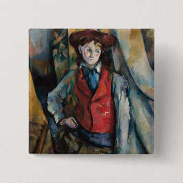 Chapa Cuadrada Paul Cezanne - Niño en el chaleco rojo