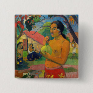 Chapa Cuadrada Paul Gauguin - Mujer sosteniendo una fruta