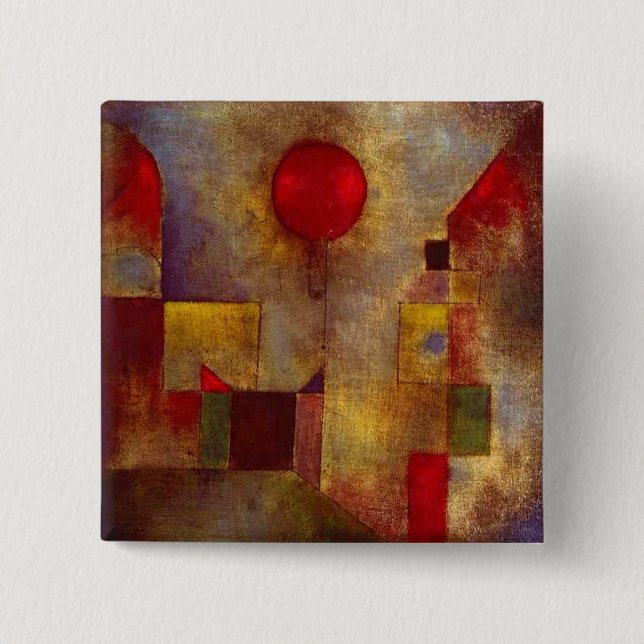 Chapa Cuadrada Paul Klee Red Balloon Resumen Arte Colorido (Anverso)