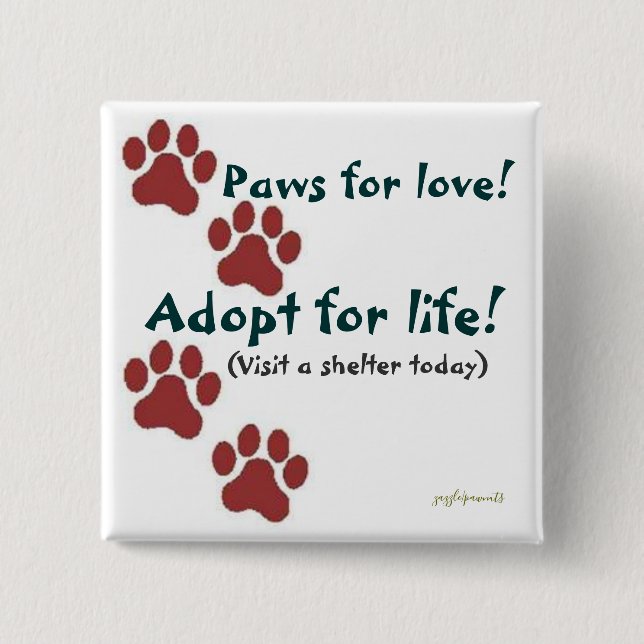 Chapa Cuadrada ¡Paws por amor! (Anverso)