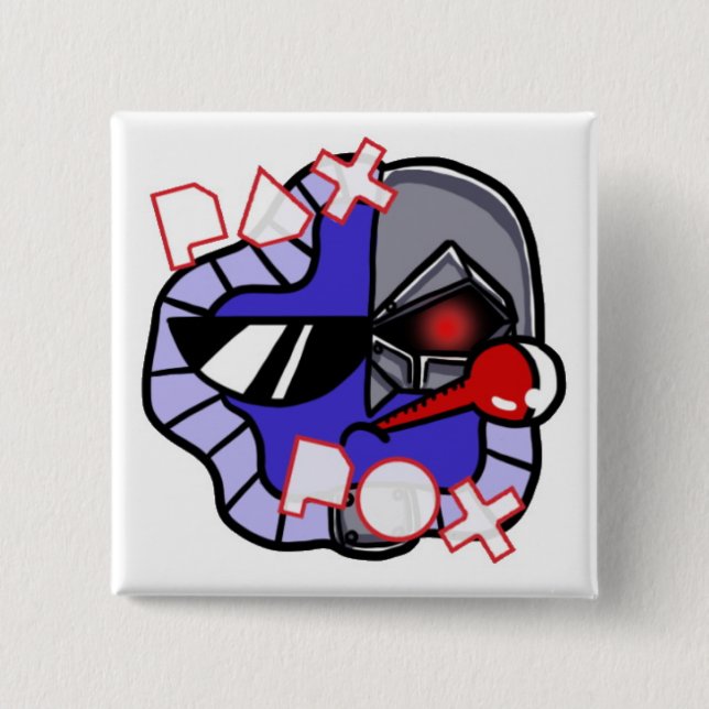 Chapa Cuadrada Pax Pox Cyborg (Anverso)