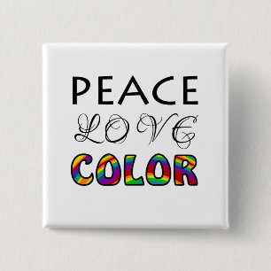 Chapa Cuadrada Paz Amor Color Diseño Arcoíris
