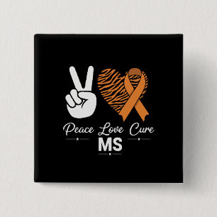 Chapa Cuadrada Paz Amor Cura Conciencia sobre Esclerosis Múltiple