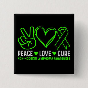 Chapa Cuadrada Paz Amor Curar Linfoma Conciencia de Cáncer Apoyo