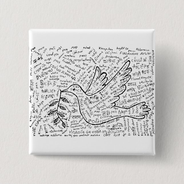 Chapa Cuadrada Paz en todos los idiomas (Anverso)