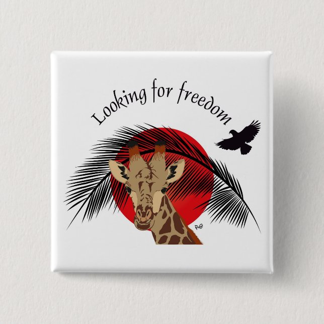 Chapa Cuadrada Paz y libertad para todos los botones (Anverso)