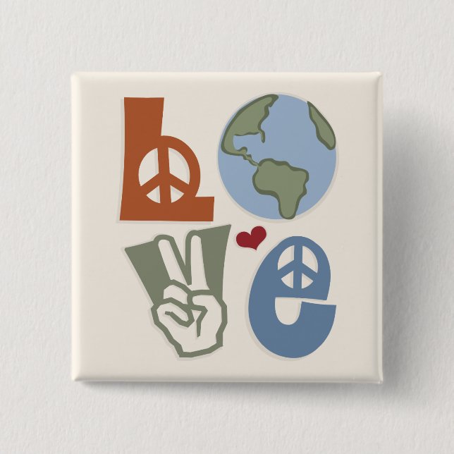 Chapa Cuadrada Peace Love Earth Magnet (Anverso)