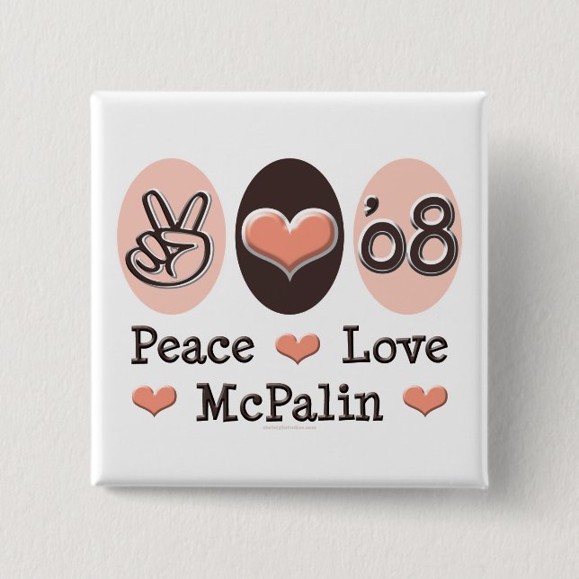 Chapa Cuadrada Peace Love McPalin Button 08 (Anverso)