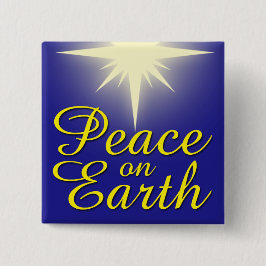 Chapa Cuadrada Peace on Earth Christmas Star Holiday Button