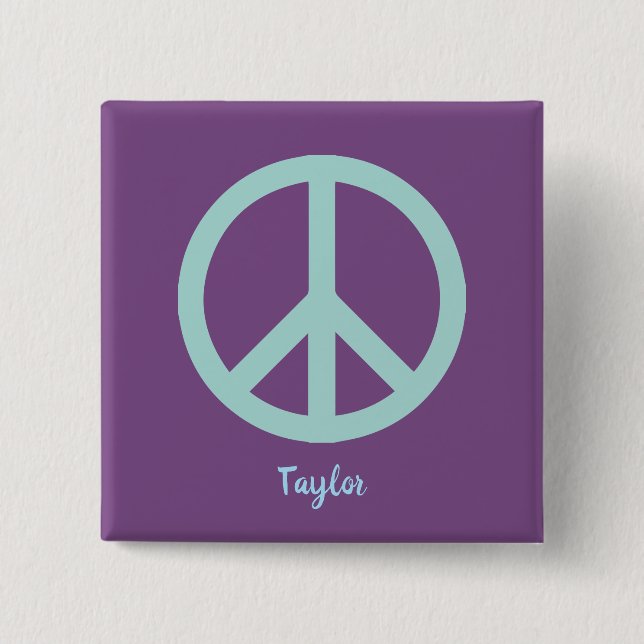 Chapa Cuadrada Peace Symbol Purple and Blue (Anverso)