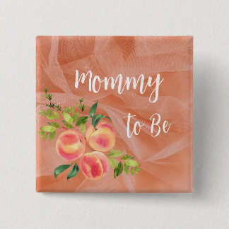 Chapa Cuadrada Peach Baby Shower Pins - Pines de ducha para bebés