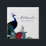 Chapa Cuadrada Peacock Blue Burgundy Winter Fall Wedding<br><div class="desc">Beautiful Peacock with Teal and blue, burgundy flowers, sage green leaves feature on this fall, autumn, winter wedding items. Part of a larger collection that includes budget wedding invitations, save the dates, RSVPs, thank you photo cards, bridal and wedding party gifts, and more. For a detailed FREE winter wedding planning,...</div>