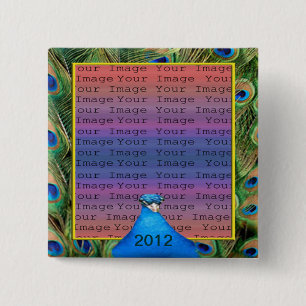 Chapa Cuadrada Peacock Wedding Photo Button