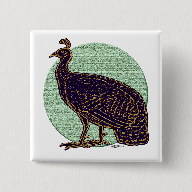 Chapa Cuadrada Peafowl: Impresionante Congo Hen (Anverso)