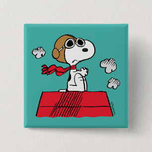 Chapa Cuadrada Peanuts   Snoopy the Flying Ace