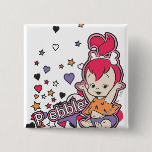 Chapa Cuadrada PEBBLES™ Corazón púrpura