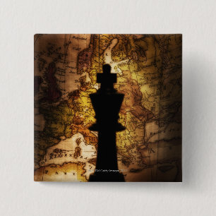 Chapa Cuadrada Pedazo de ajedrez del rey en mapa de Viejo Mundo