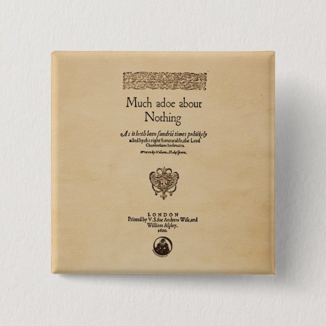 Chapa Cuadrada Pedazo delantero a mucho ruido sobre nada cuarto (Anverso)