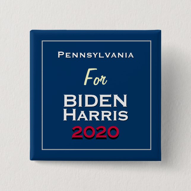 Chapa Cuadrada Pennsylvania para BIDEN HARRIS 2020 Square (Anverso)