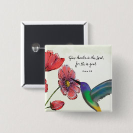 Chapa Cuadrada Pensamiento religioso de tus flores con Hummingbir