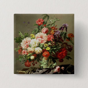 Chapa Cuadrada Peonies, amapolas y rosas, 1849