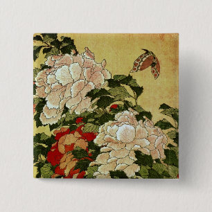 Chapa Cuadrada Peonies & Butterflies Bella Artes japonés de Hokus