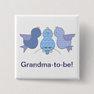 Chapa Cuadrada Pequeña abuela azul linda a ser, pájaros Baby