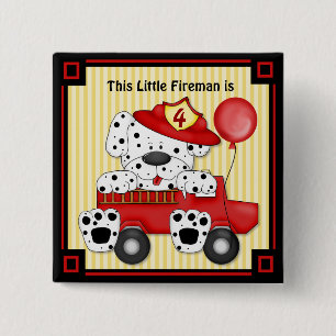 Chapa Cuadrada Pequeño bombero de dalmación - Personalizar