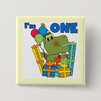 Chapa Cuadrada Pequeño Dino Primer Cumpleaños camisetas y regalos