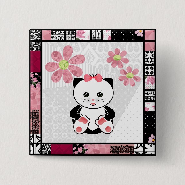 Chapa Cuadrada Pequeño gatito (Anverso)